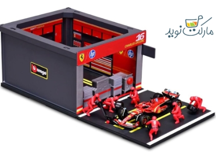 ست پیت استاپ تیم فراری فرمول یک با SF-24 چارلز لکرک مقیاس 1:43 Burago