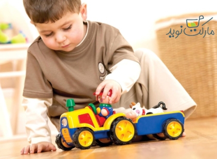 ست بازی تراکتور مزرعه با عروسک و گاو Tolo