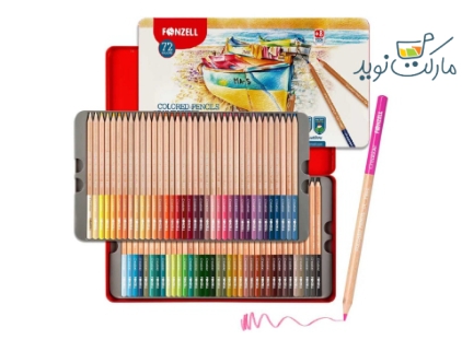 مداد رنگی 72 عددی Fonzell مدل قایق جعبه فلزی