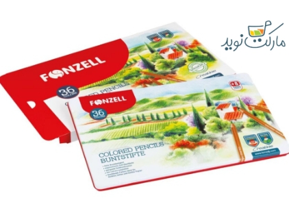 مداد رنگی 36 عددی Fonzell مدل منظره جعبه فلزی