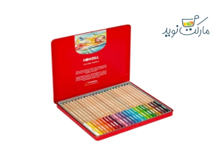 مداد رنگی 24 عددی Fonzell مدل قایق جعبه فلزی